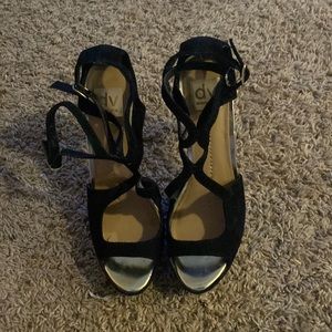 Dolce Vita Black with Gold open-toe Heel